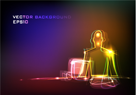 free vector Material Composition Of The Task Light Vector People Lines Flashing